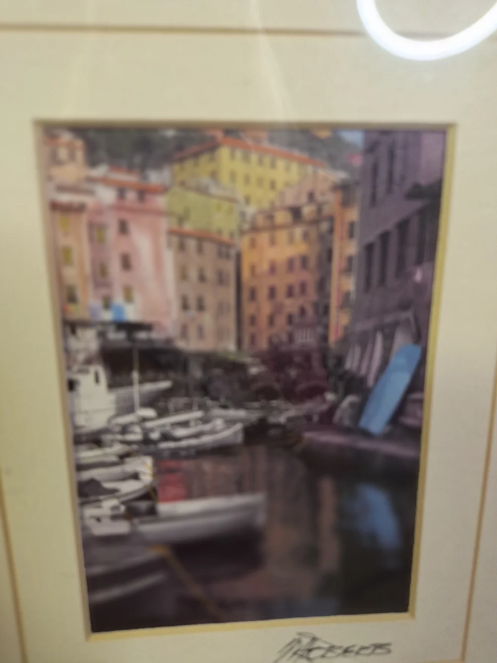 Coastal Harbor Print Signed M Roberts.
